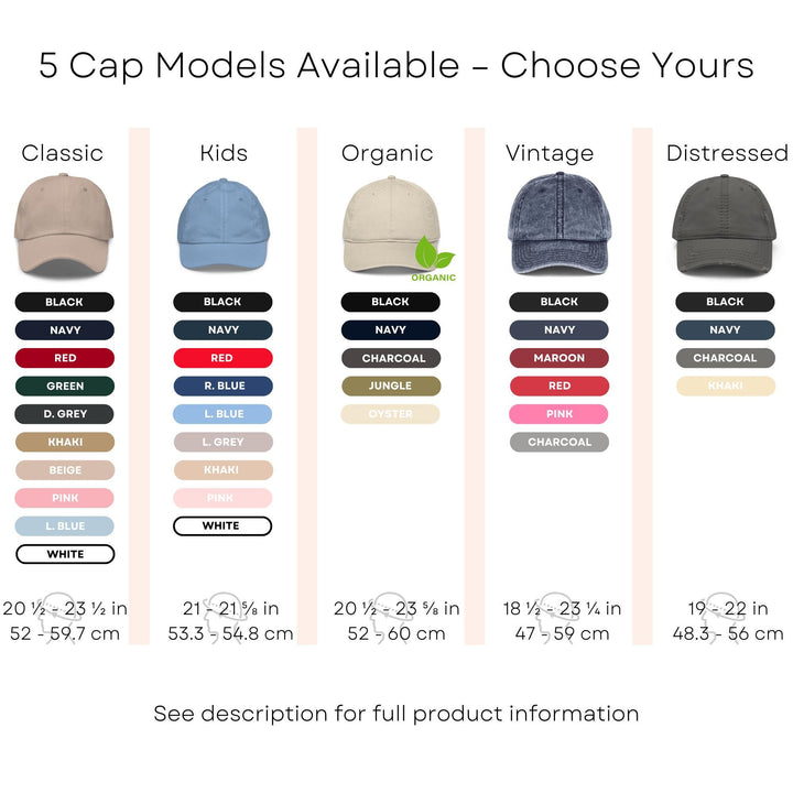 five cap models available choose your colors