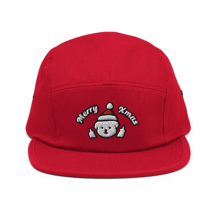 Merry Xmas Rude Dog Leo 5 Panel Camper Cap
