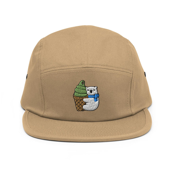 Matcha Ice Cream Loving Polar Bear 5 Panel Camper Cap