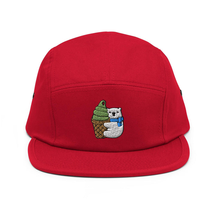 Matcha Ice Cream Loving Polar Bear 5 Panel Camper Cap