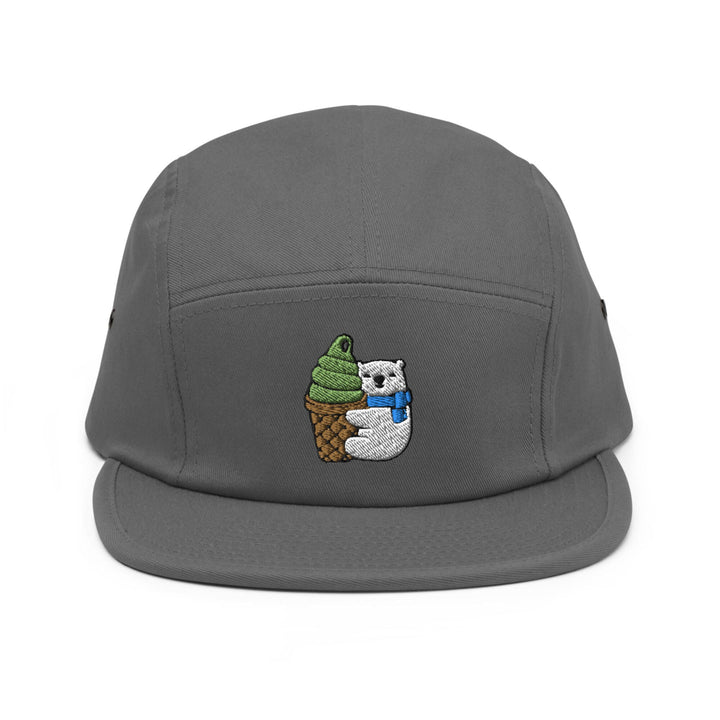 Matcha Ice Cream Loving Polar Bear 5 Panel Camper Cap
