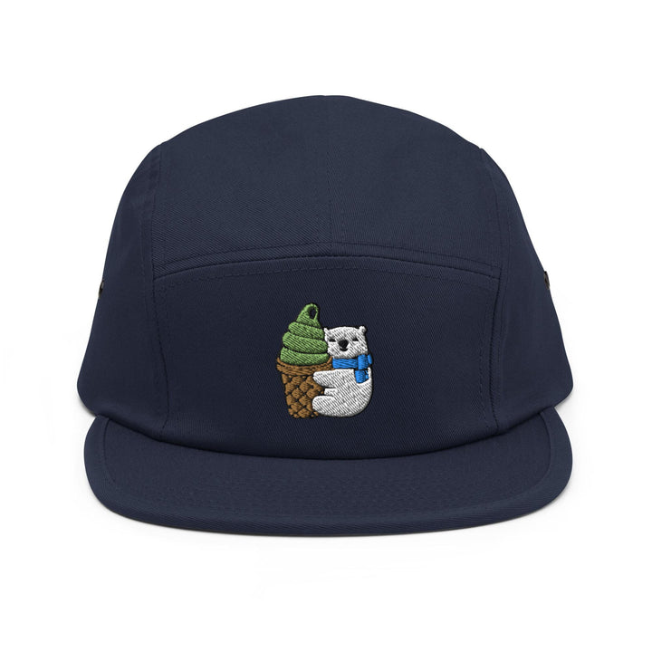 Matcha Ice Cream Loving Polar Bear 5 Panel Camper Cap