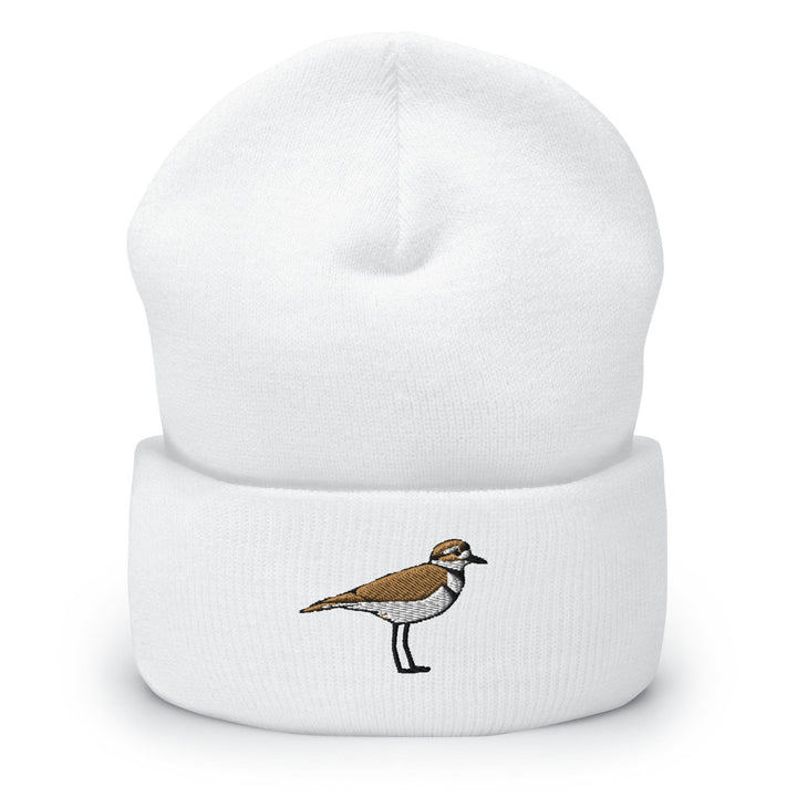a white hat with a brown and white bird on it