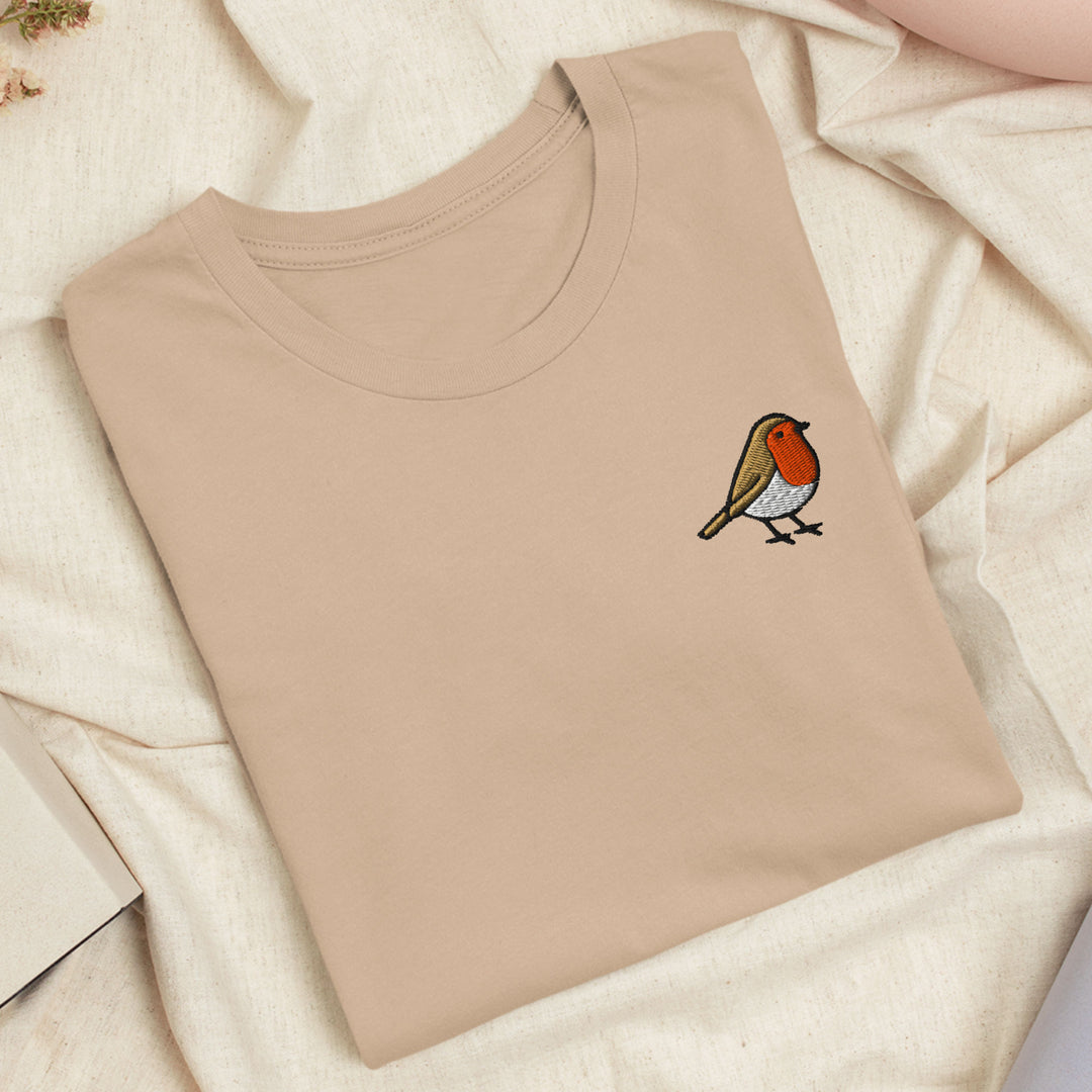 European Robin Embroidered T-shirt