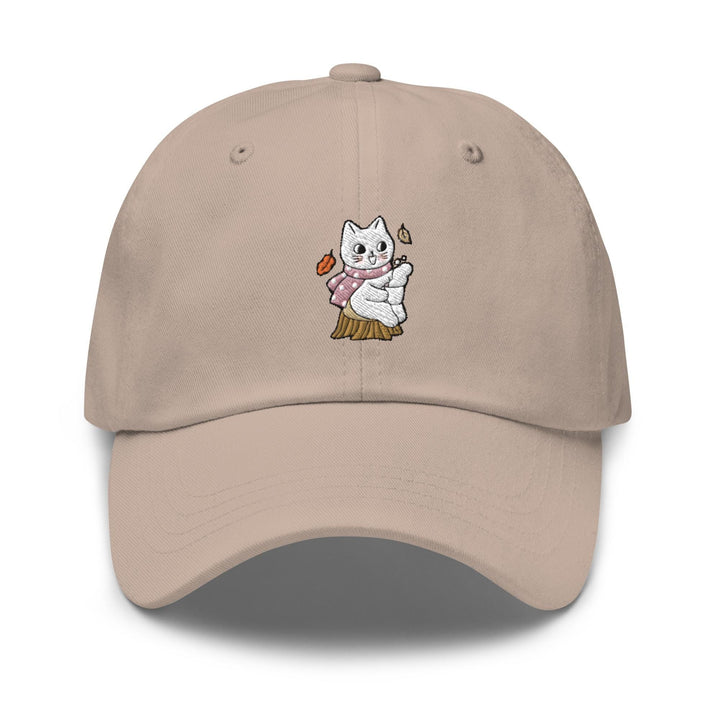 a baseball cap with a cat holding a carrot