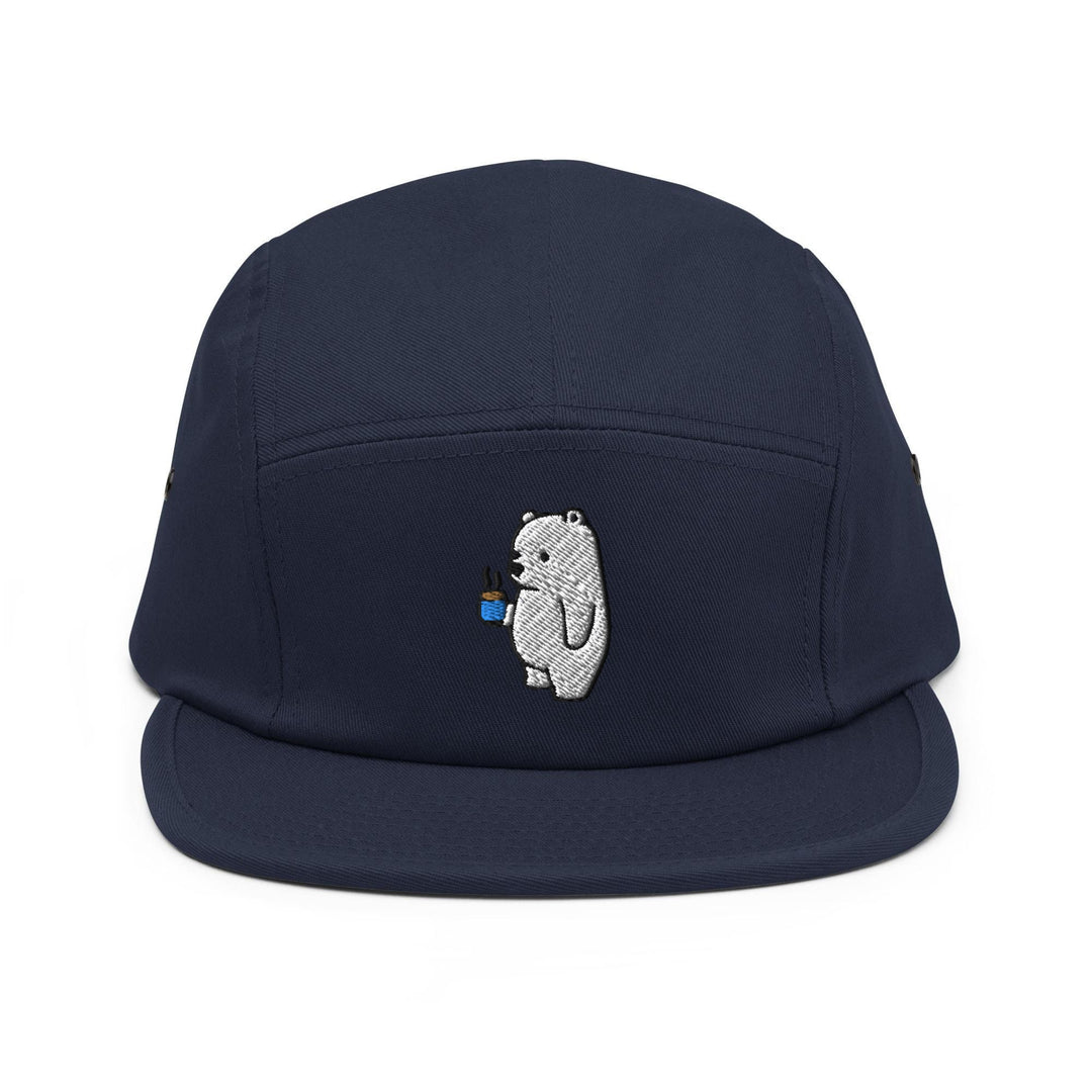 a blue hat with a koala embroidered on it