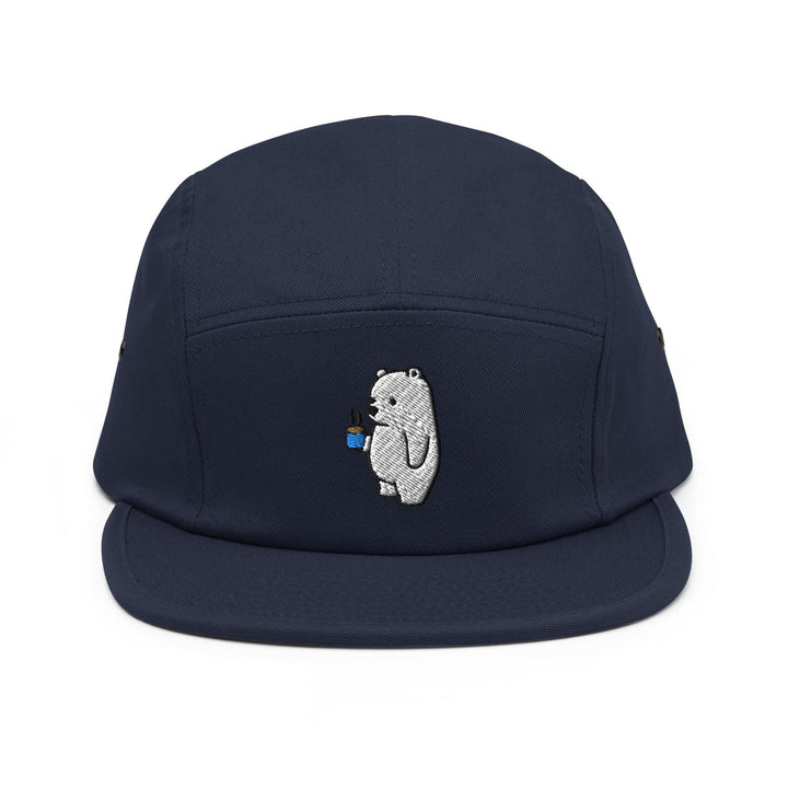 a blue hat with a koala embroidered on it