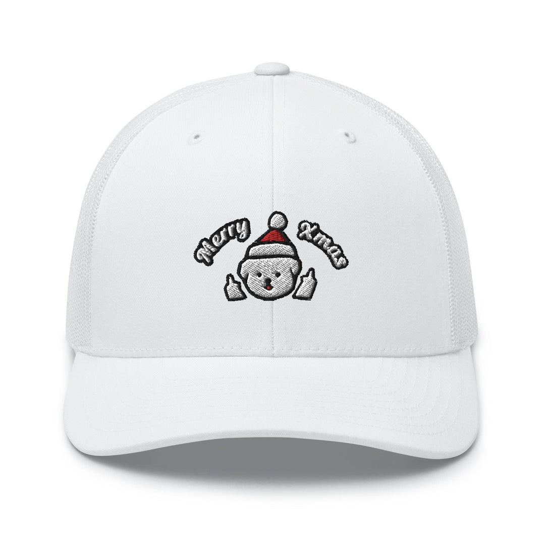 Merry Xmas Rude Dog Leo Trucker Cap