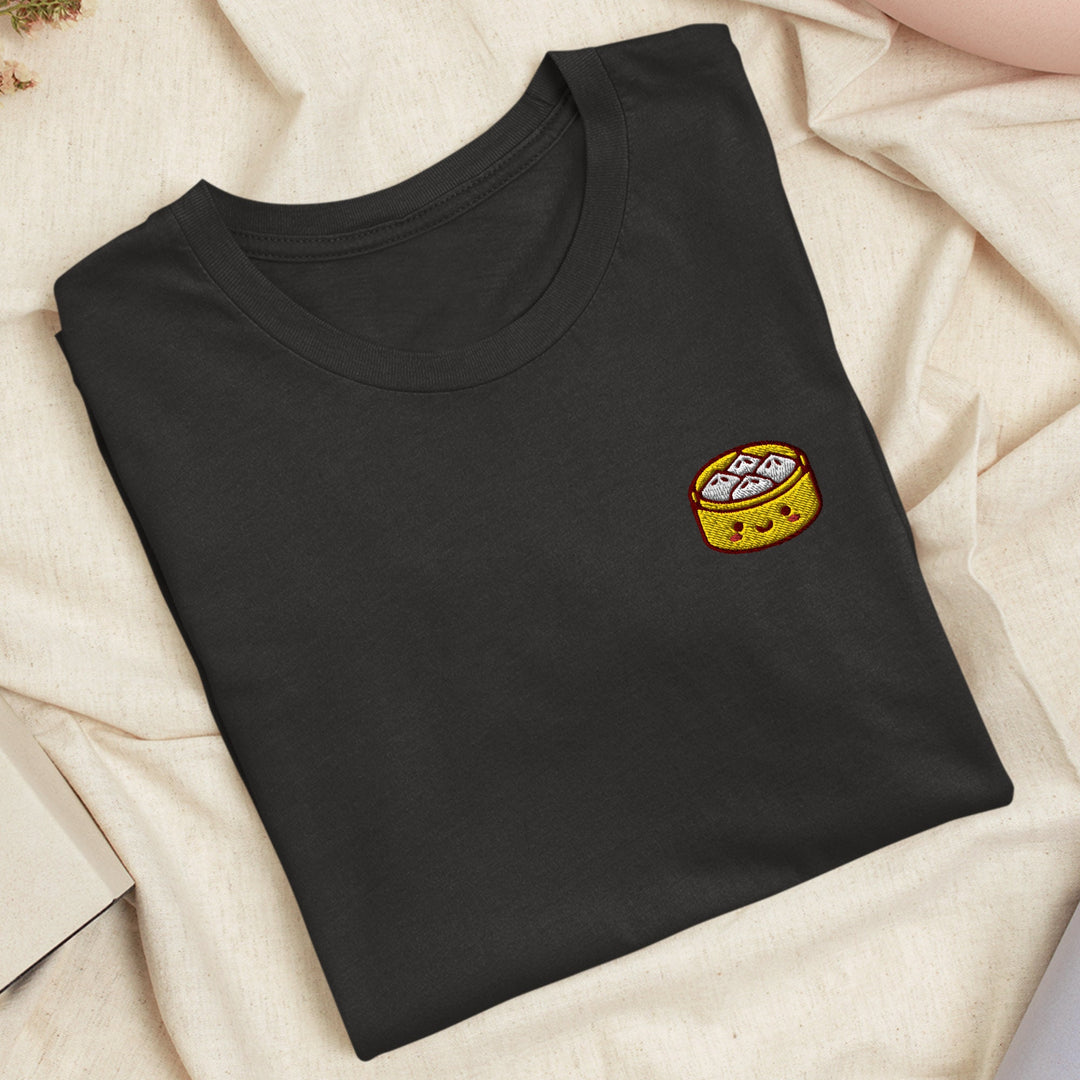 Cute Bun Steamer Embroidered T-shirt