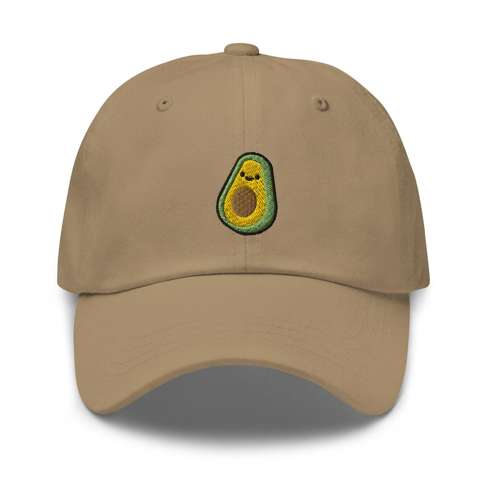 a baseball cap with an avocado embroidered on it
