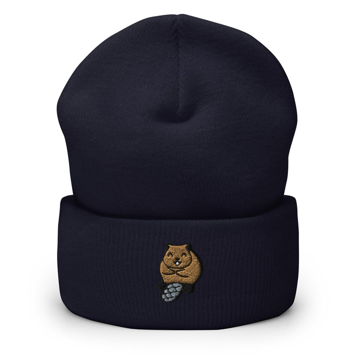 a beanie hat with a bear on it