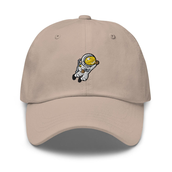 a baseball cap with an image of an astronaut on it