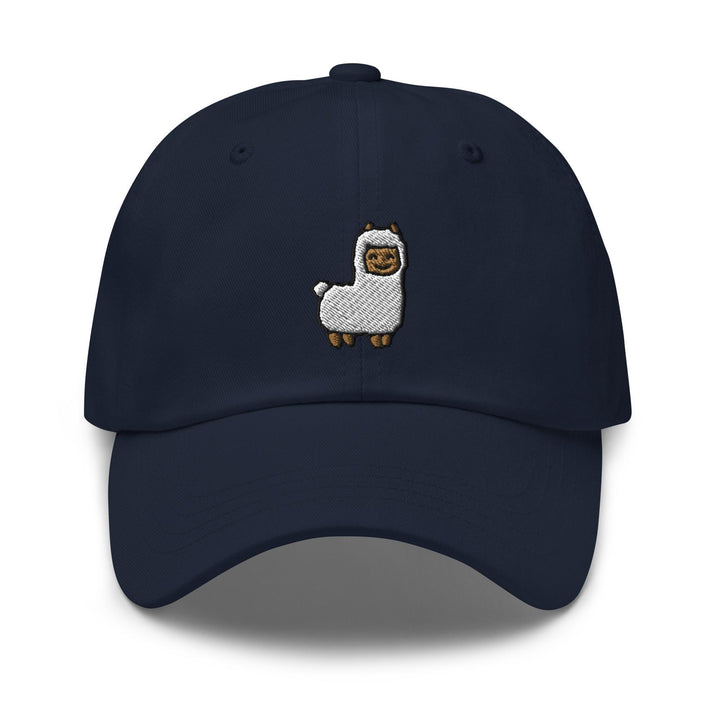 a baseball cap with a picture of a llama on it