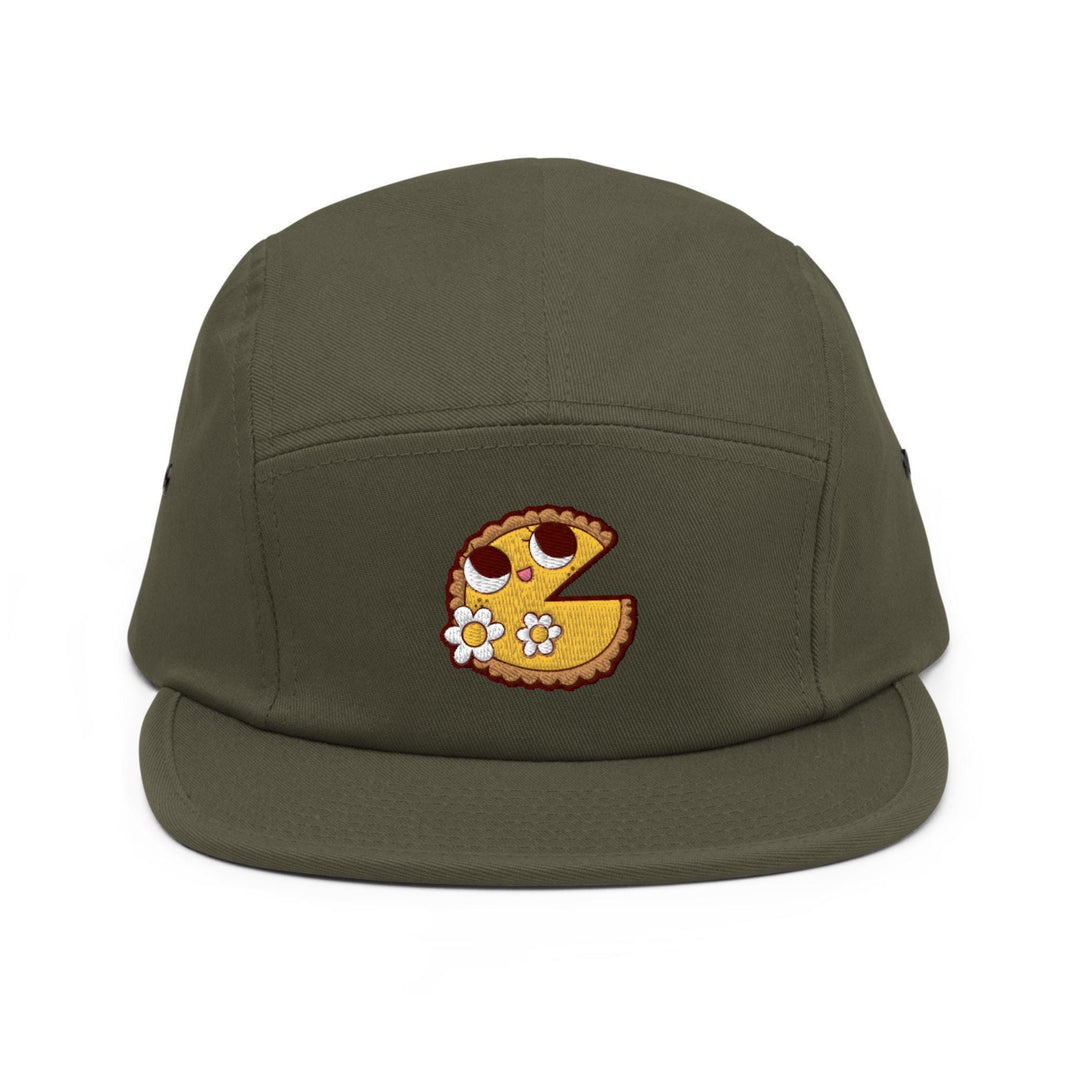 a green hat with a cartoon character on it