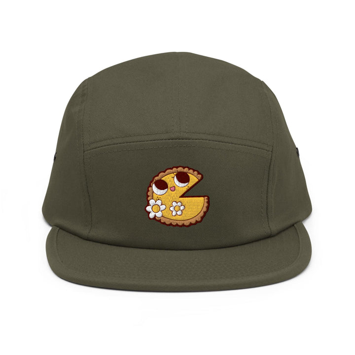 a green hat with a cartoon character on it