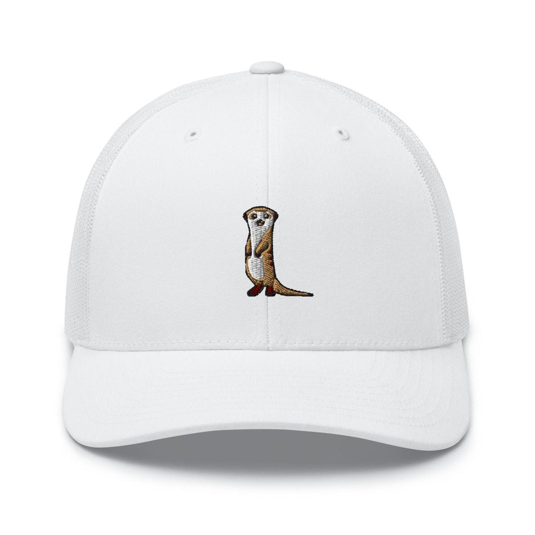 a white hat with a picture of a otter on it