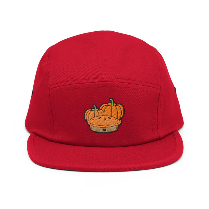 a red hat with a picture of a pumpkin on it
