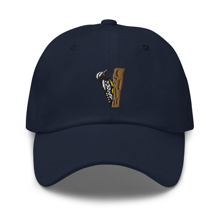 a baseball cap with a picture of a hand holding a baseball bat