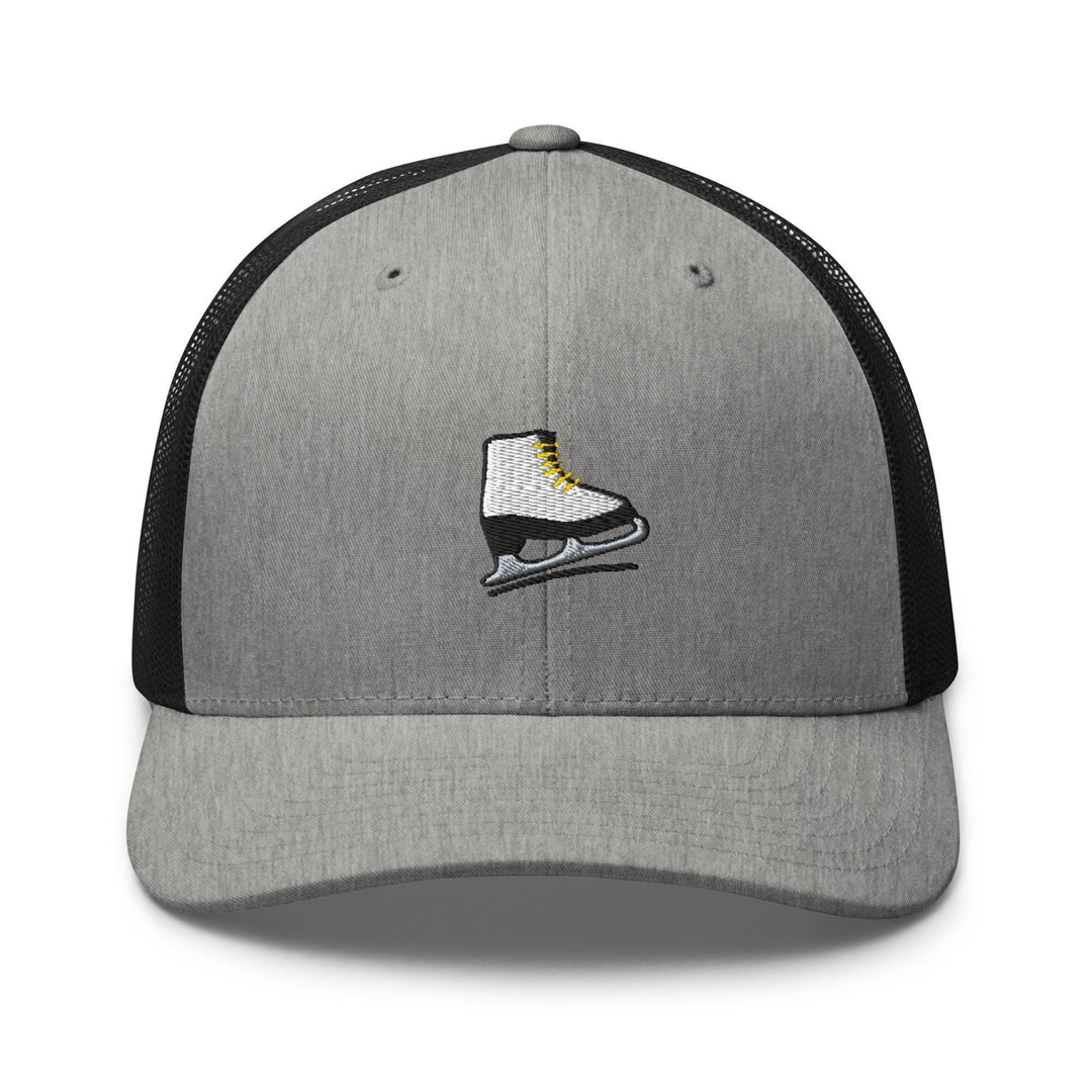 a gray and black hat with a shoe on it