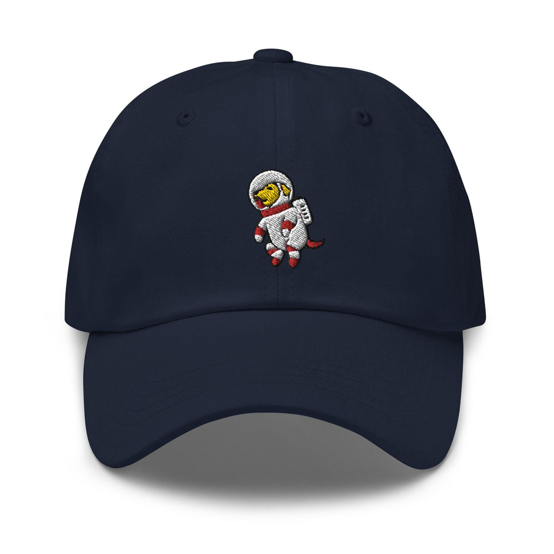 a baseball cap with an image of an astronaut on it