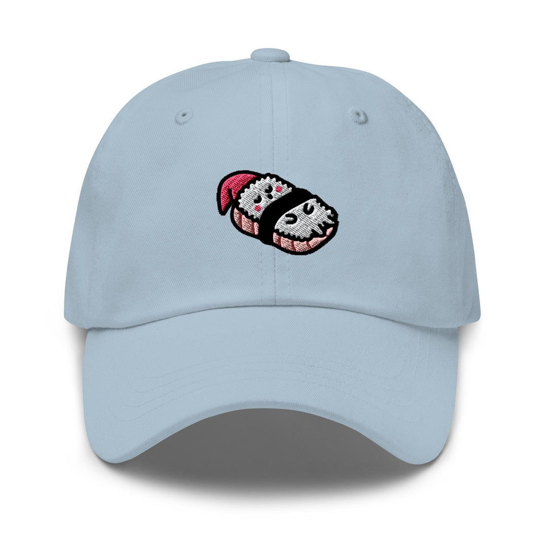 a light blue hat with a cartoon character on it