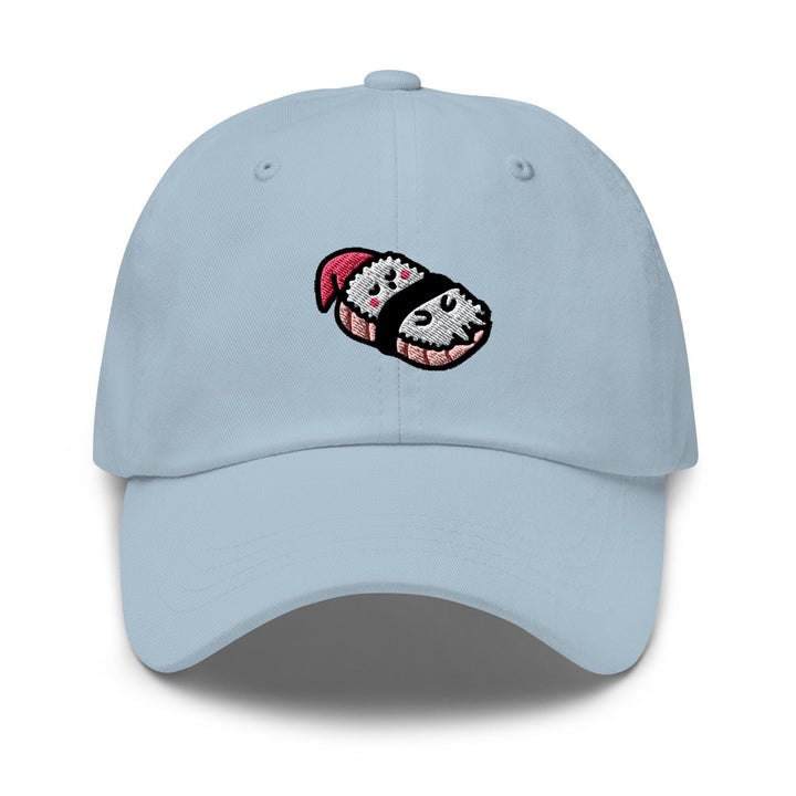 a light blue hat with a cartoon character on it