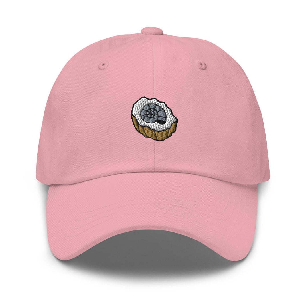 a pink hat with a sushi on it