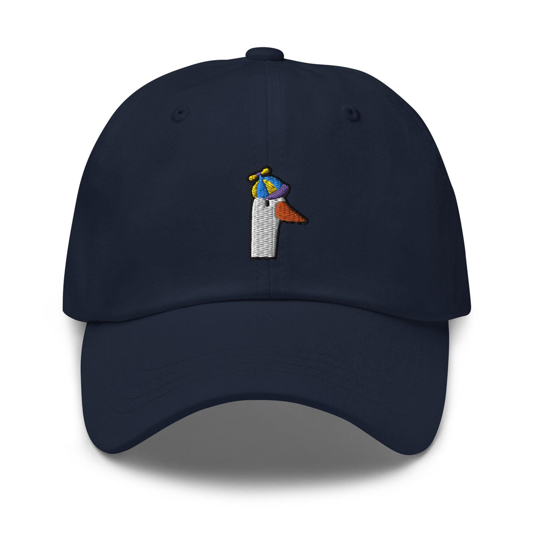 a baseball cap with a bird on top of it