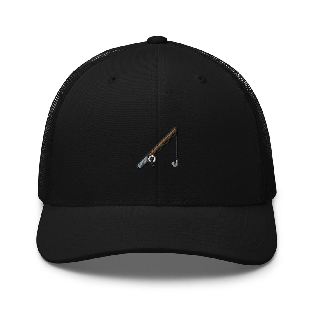 a black hat with a golf club and a golf ball on it