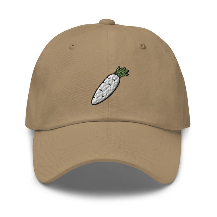 a baseball cap with a picture of a carrot on it