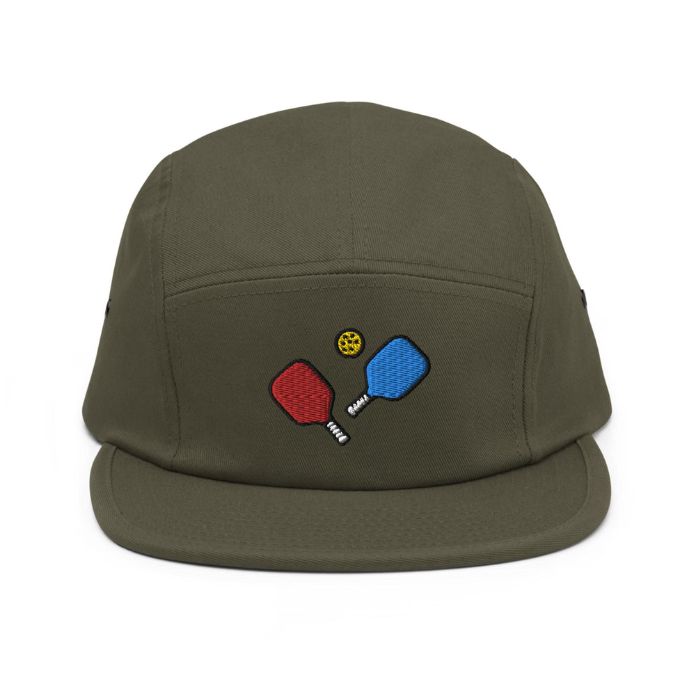 a green hat with two ping pong paddles on it