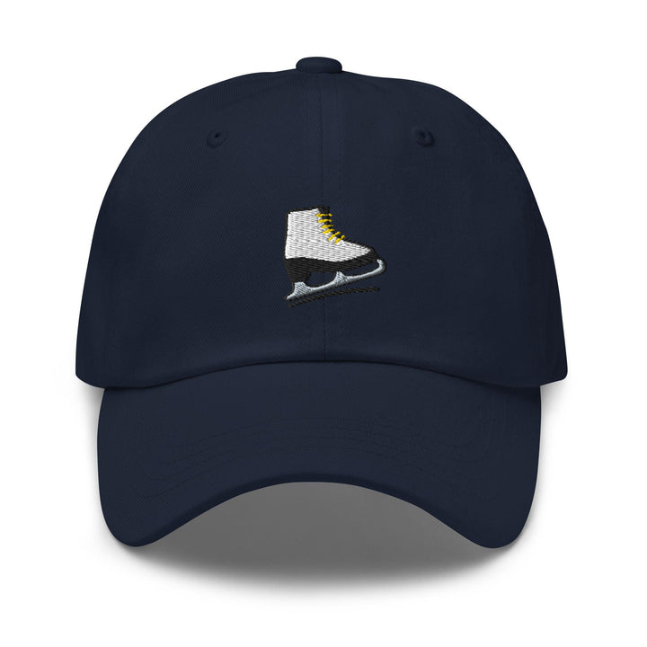 a hat with a pair of shoes embroidered on it