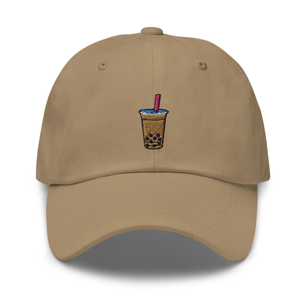 a tan hat with a drink in it