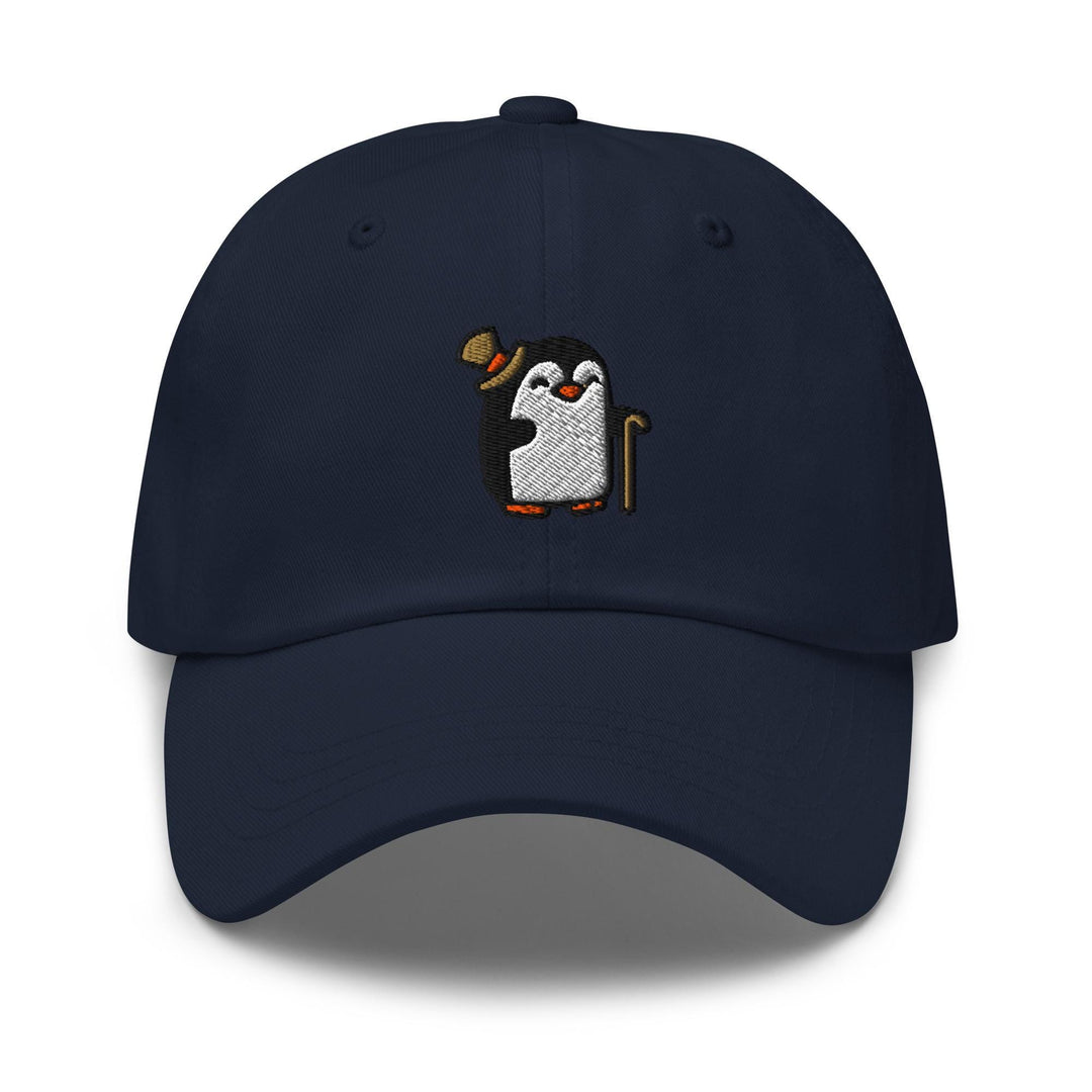 a baseball cap with a penguin on it