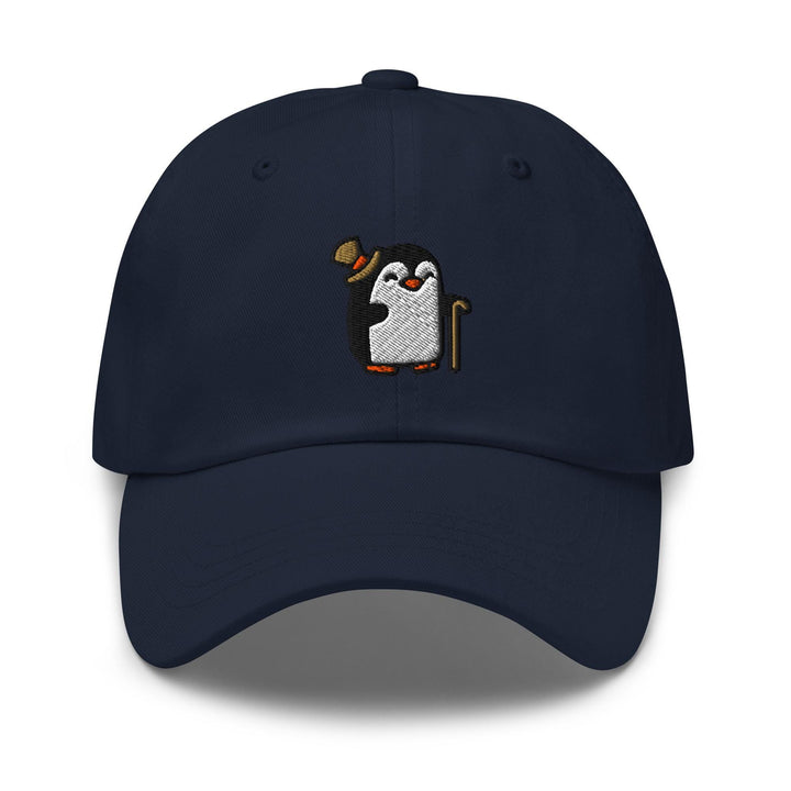 a baseball cap with a penguin on it
