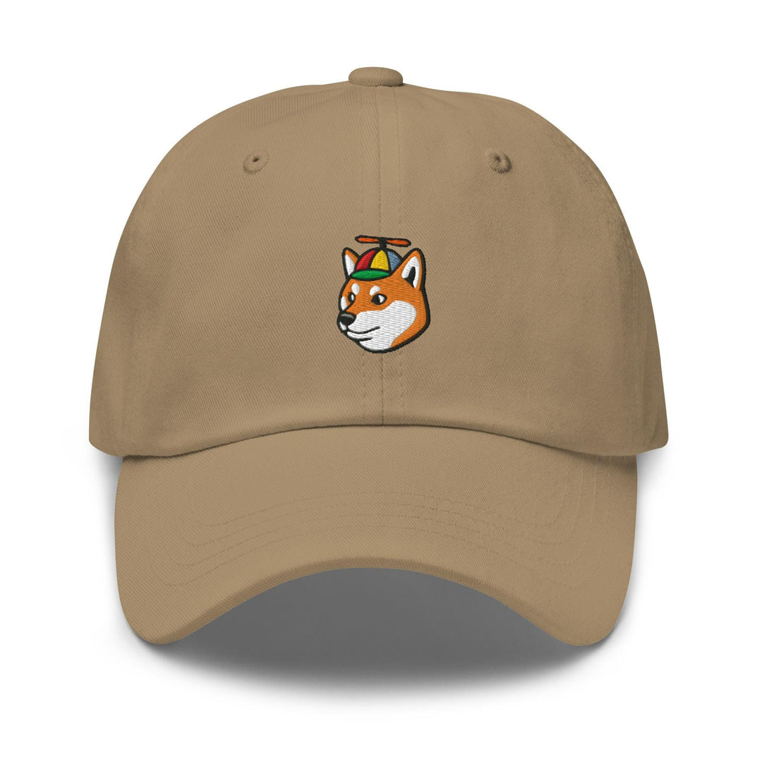 a tan cap with a picture of a fox on it