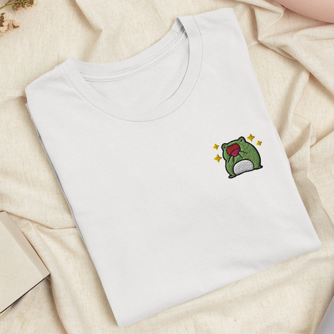 Excited Frog Embroidered T-shirt