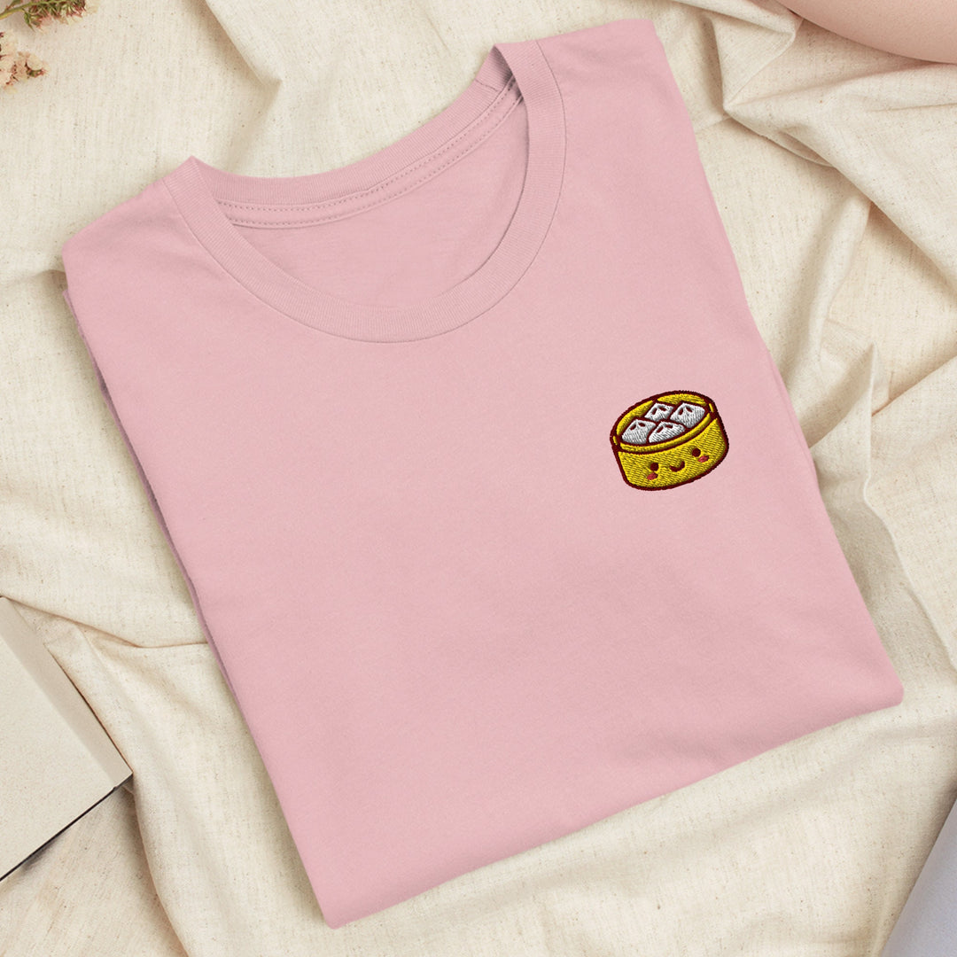 Cute Bun Steamer Embroidered T-shirt