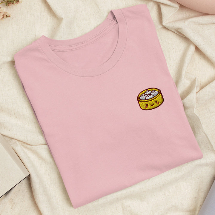 Cute Bun Steamer Embroidered T-shirt