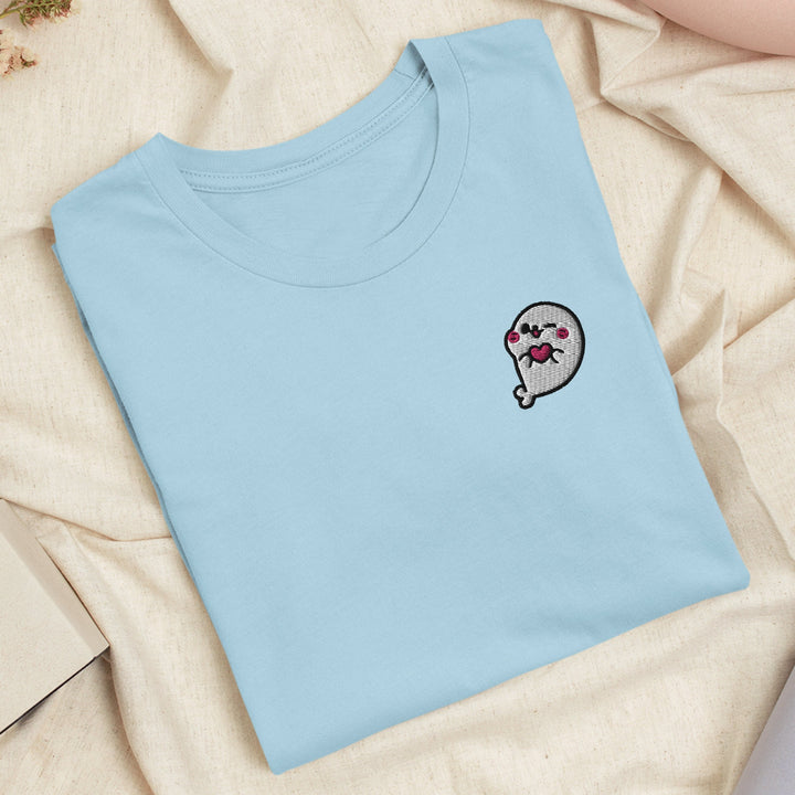 a t - shirt with a picture of a ghost on it
