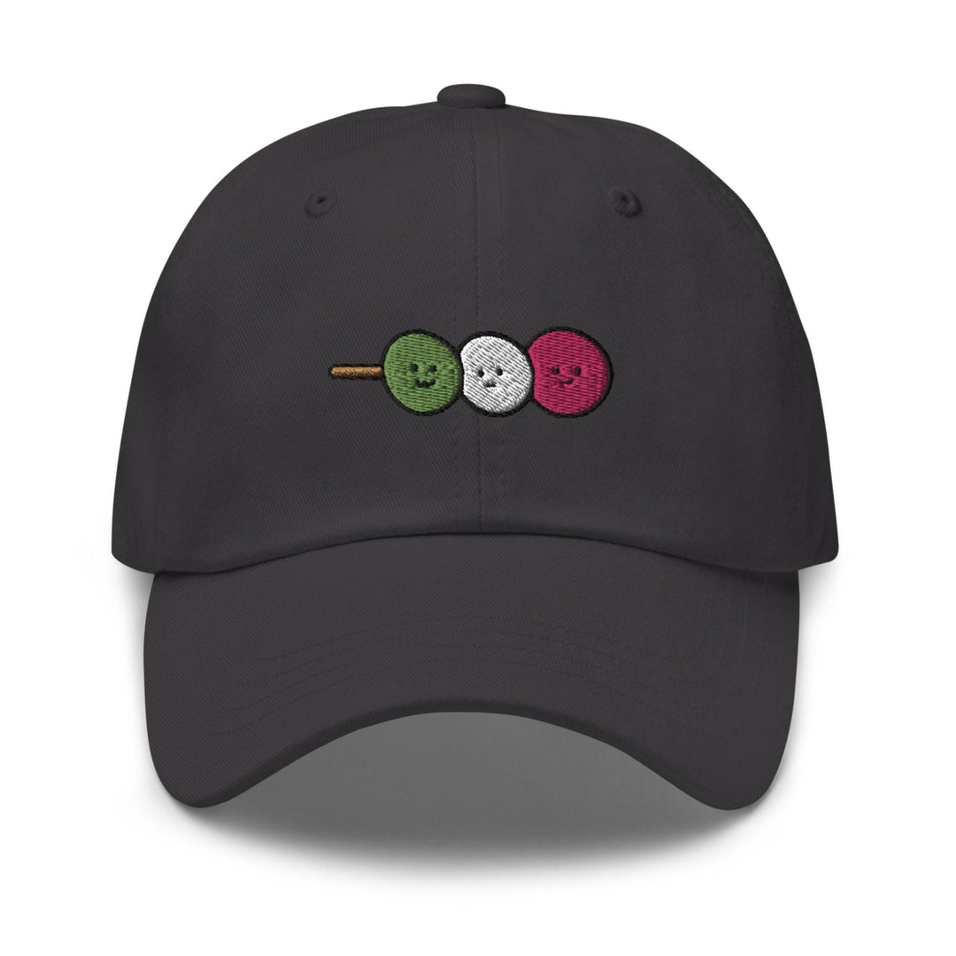a black hat with three buttons on it