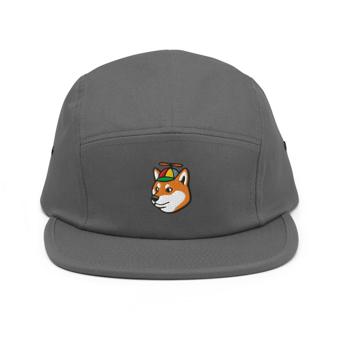 a grey hat with a fox embroidered on the front