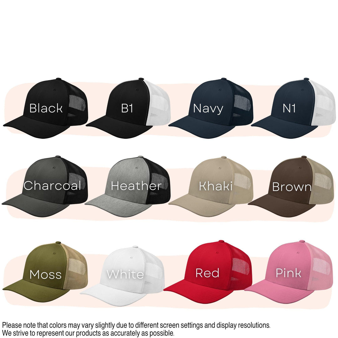 a group of hats with different colors and sizes