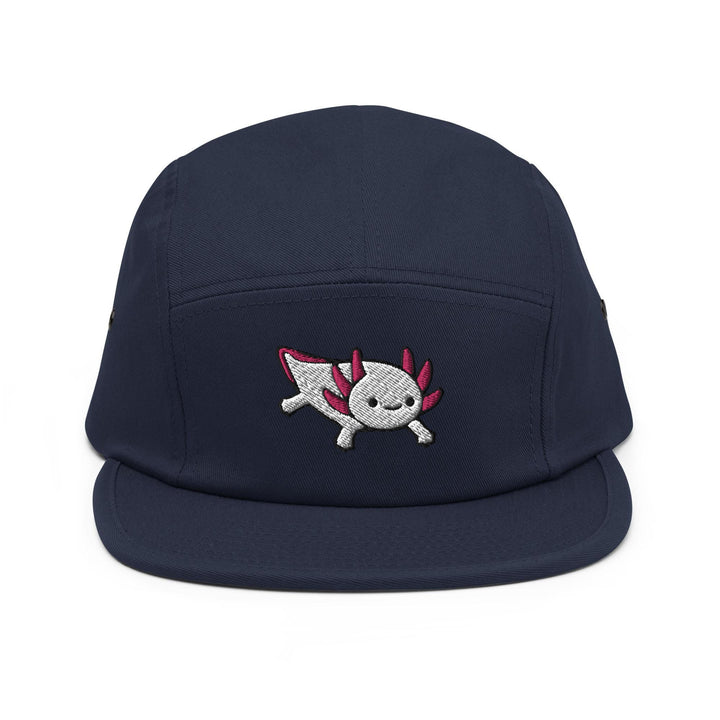 a blue hat with a skull on it