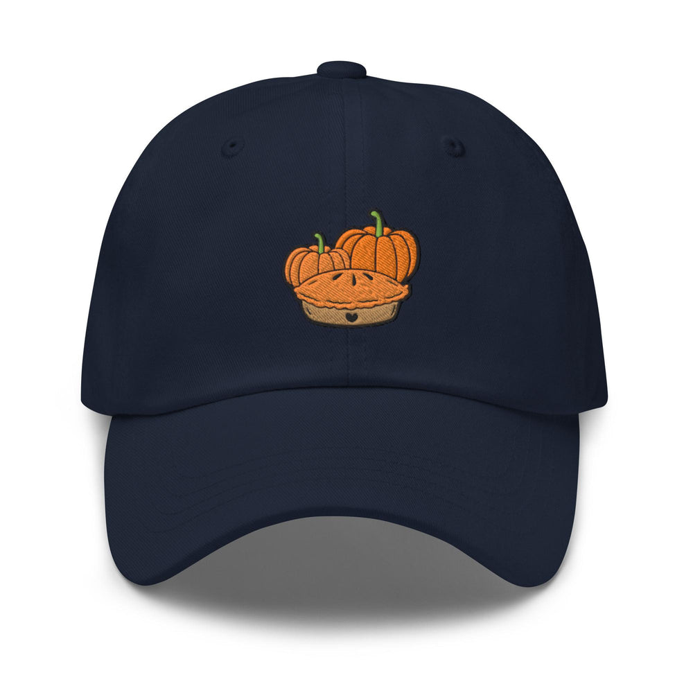 a baseball cap with a pumpkin in a basket