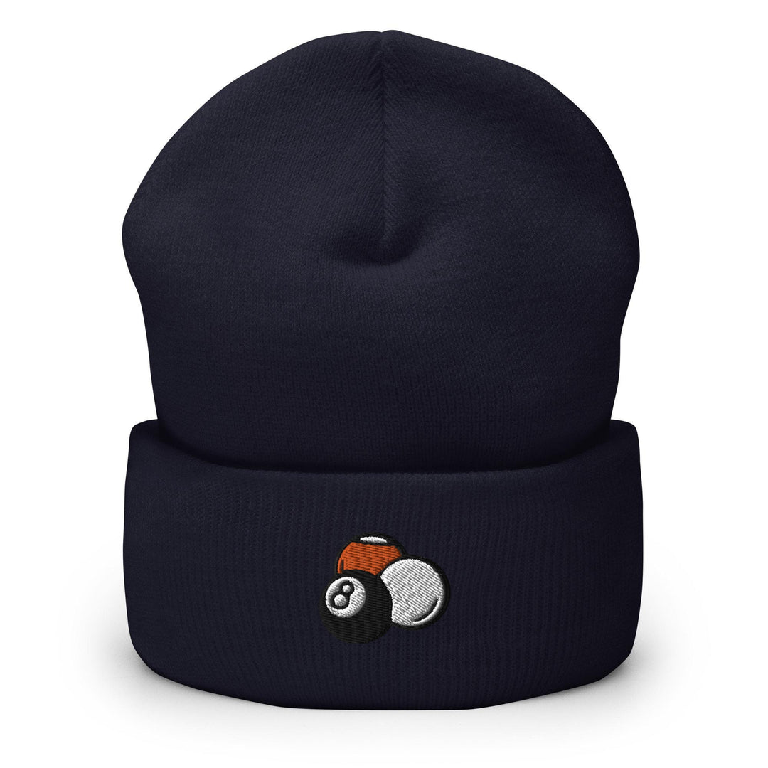 a beanie hat with a pool ball on it