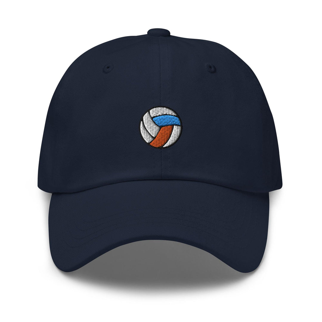 a blue hat with a volleyball ball embroidered on it