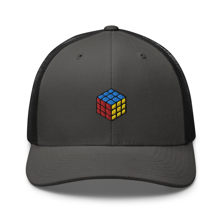 a gray trucker hat with a rubik rubik rubik rubik rub