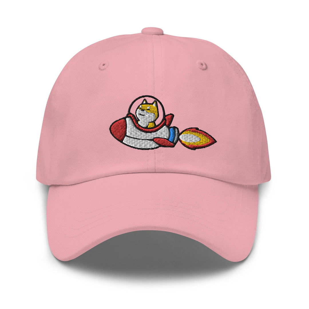a pink hat with a cartoon character on it