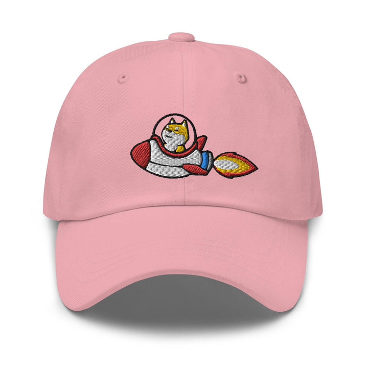 a pink hat with a cartoon character on it